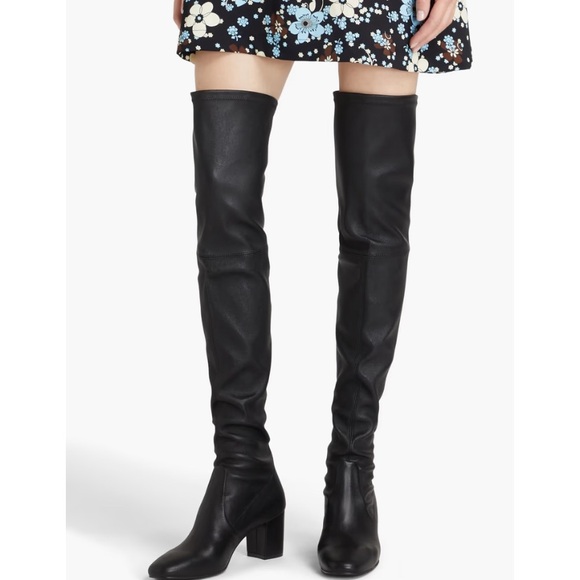 Stuart Weitzman Shoes - NWT Stuart Weitzman Genna 60 City OTK Boot: Black Stretch Leather, 9.5/40
